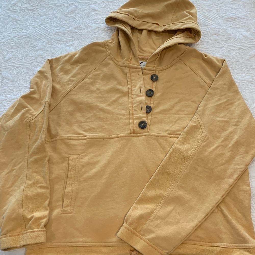 Mustard yellow pullover hoodie style